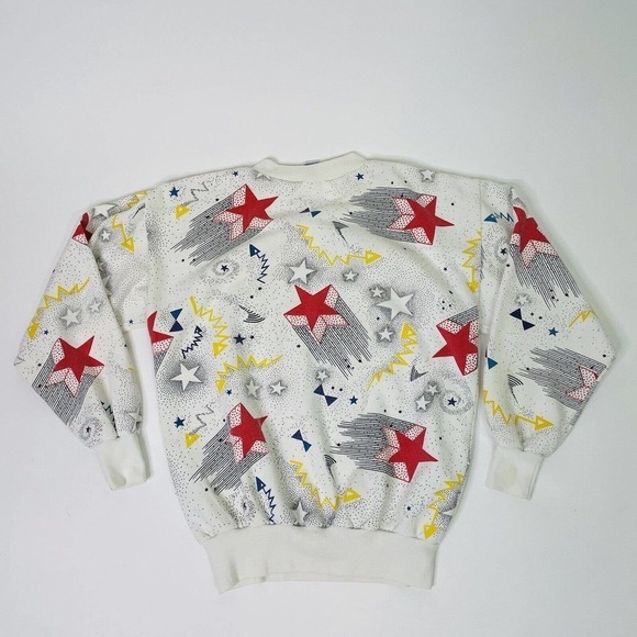 Vintage Converse Chucks Rare All Over Print Star Pullover Sweatshirt Medium - Picture 12 of 12